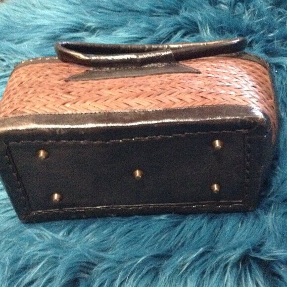VINTAGE Leather and Straw Satchel, Hippie Chic, Retro, Y2K, 1980/1990's, Quality - Picture 3 of 7